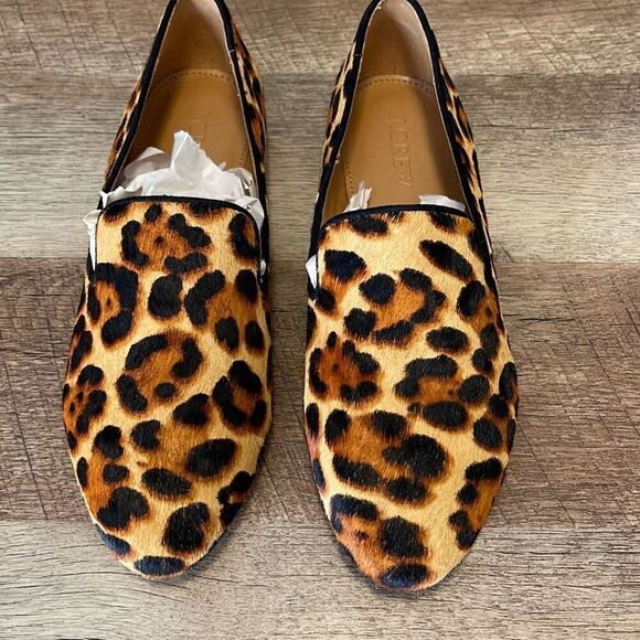 J. Crew Womens Leopard Print Calf Hair Slip-on Loafer Flats Tan Brown Size 6 - Picture 4 of 9
